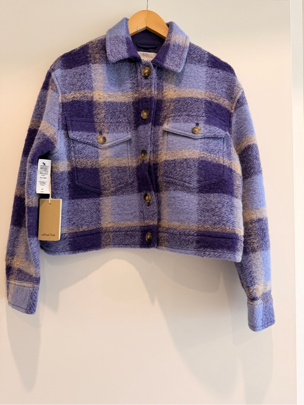 💜Wilfred Purple Plaid Cropped Shacket